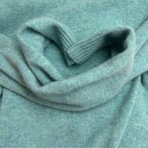 Elegant Teal Cowl Neck Wool Sweater